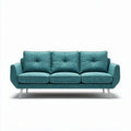 Three-seater sofa in teal woven fabric with metal legs 200 x 90 x 85cm