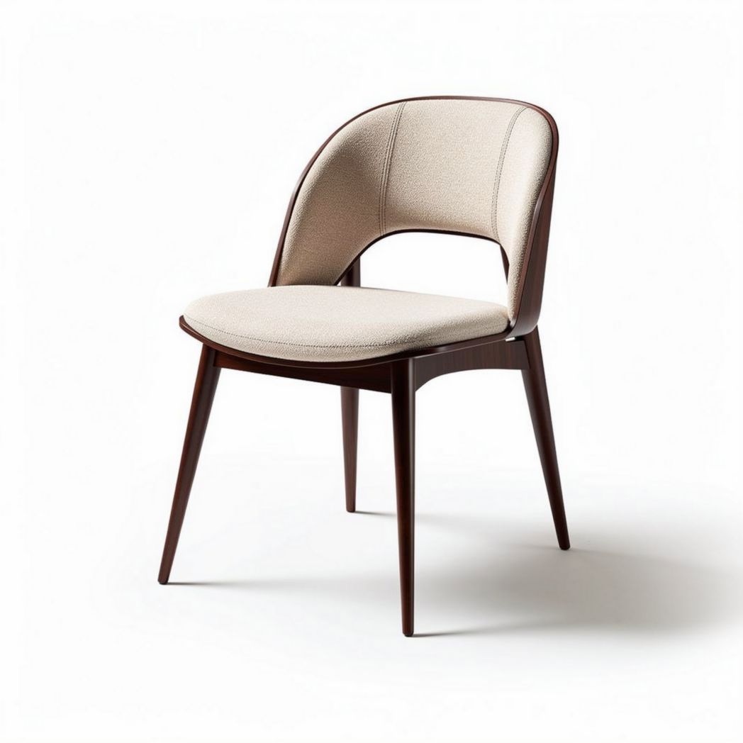 Fabric upholstered chair with wooden frame and curved backrest 45 x 50 x 80cm