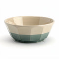 Ceramic serving bowl with geometric design in cream and teal 20 x 20 x 8cm