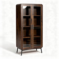 Glass door storage cabinet with wooden frame 80 x 40 x 160cm in brown