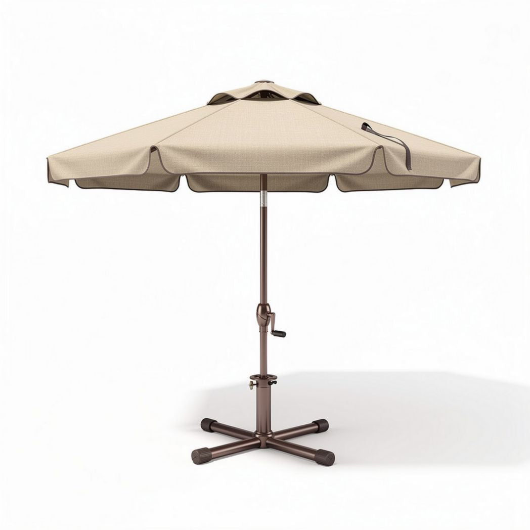 Patio umbrella with adjustable crank and sturdy aluminum frame 9 feet beige