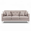 Fabric sofa with tufted design and removable cushions in light gray 210 x 90 x 85cm
