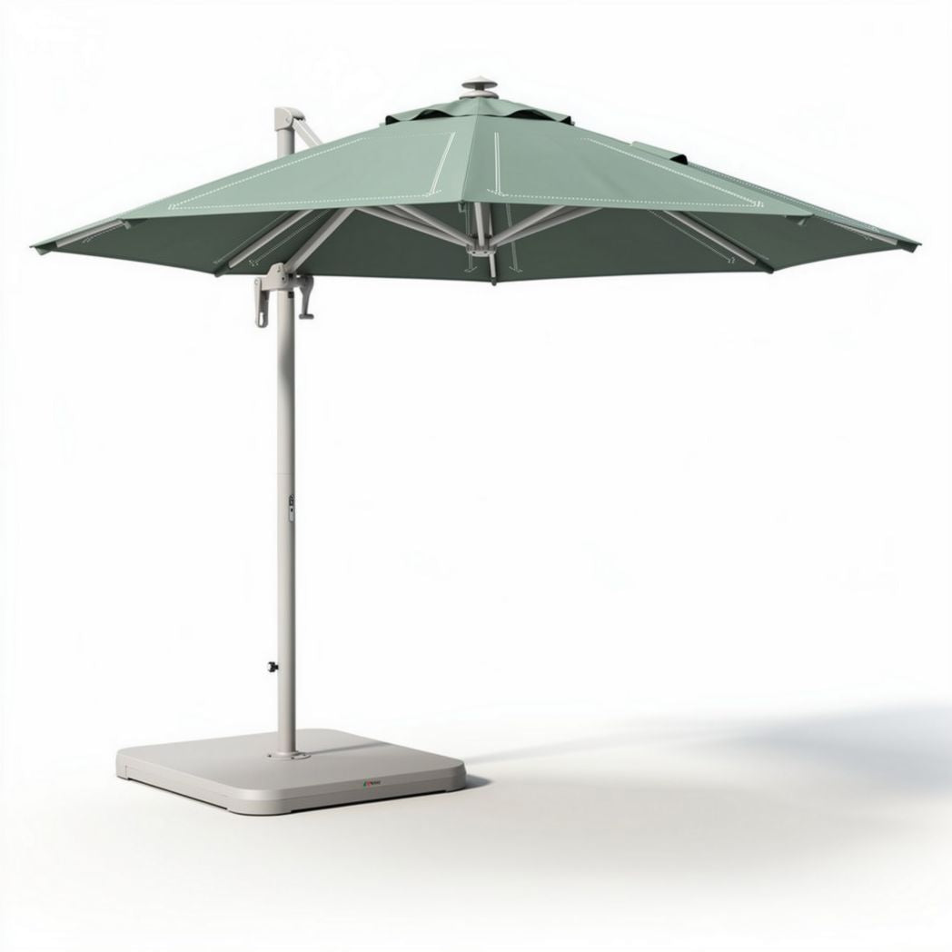 Outdoor patio umbrella with aluminum frame and 200 x 200 x 250cm canopy in green