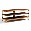 Wooden television stand with two open shelves and metal accents 120 x 40 x 45cm